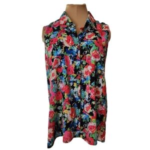 Notations Floral‎ Tank Top Women's Large